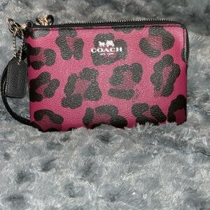 Coach Ocelot Coach Print Corner Zip Wristlet F64238